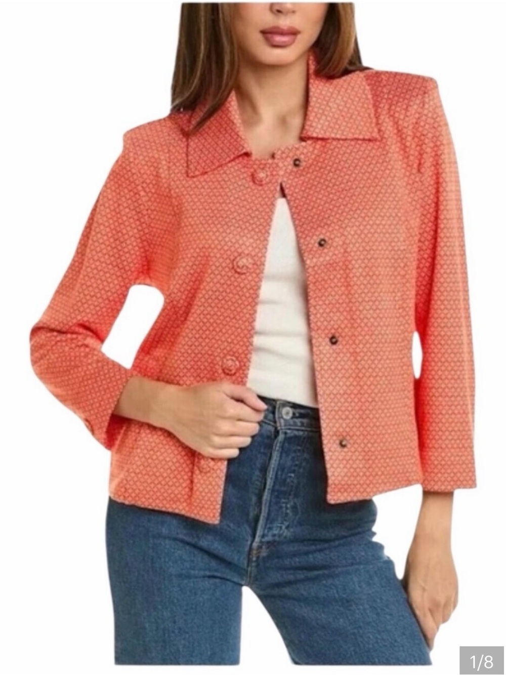 Cabi Matchmaker Topper Coral Button-Front Jacket